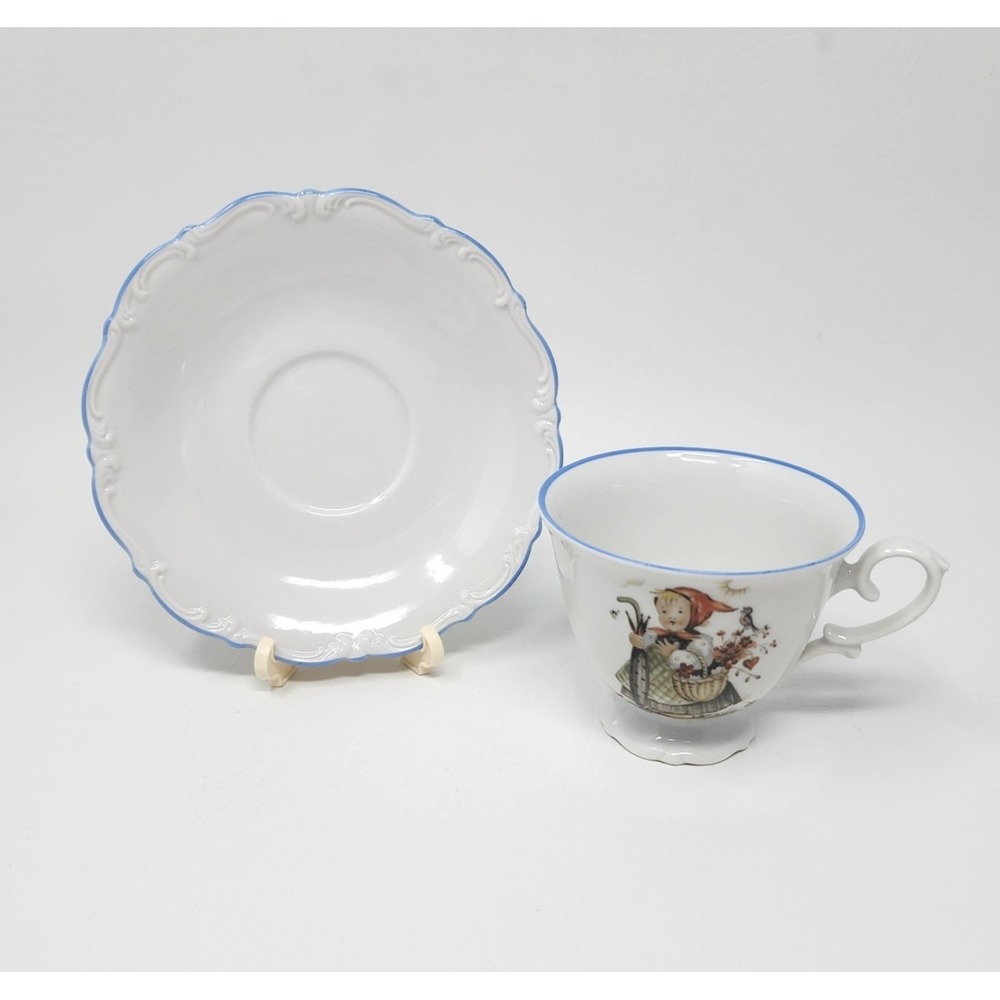 Vtg Sister Berta Hummel Originals Porcelain Footed Teacup w Saucer West Germany